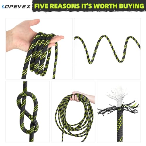 1/2 Inch Static Climbing Rope (150 Ft) - 9000lbs Heavy Duty Arborist Bull Rope for Tree Work, Tactical Rigging & Rappelling - 48 Strand Core, Black - size: 1/2in x 150ft, style: Black