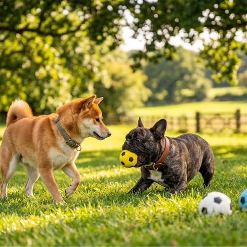 4 Pack 2 Inch Squeaky Dog Soccer Ball Toys, Soft Latex for Small Dogs - size: 4