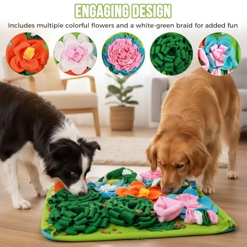 18.34x18.34 Inches Durable Snuffle Mat for Dogs,Slow Feeding Game Interactive Puzzle Dog Food Mat,Encourage Natural Foraging Skill Dog Snuffle Mats Easy to Clean for Small Medium Breed Dogs Cats