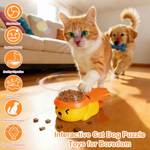 Interactive Dog Toy Food Puzzle, Treat Dispensing Slow Feeder for Dogs & Cats, Enrichment Toy to Reduce Boredom, IQ Training Toy, Pet Food Dispenser with DIY Stickers
