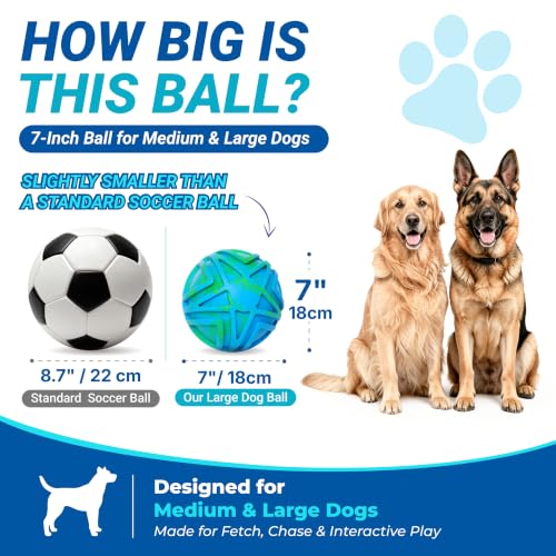 Dog Ball for Large Dogs, 7-Inch Floating Fetch Ball, Blue Ombre - color: Blue & Green Swirl