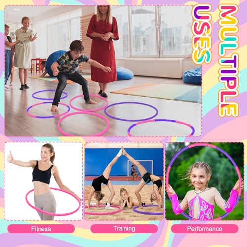 Halloscume 6 Pcs Toy Hoops 28 Inch Detachable Fitness,Rose Red, Purple - color: Rose Red, Purple