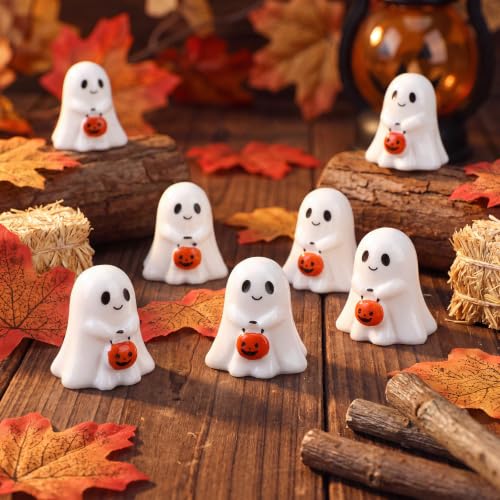 56 Pcs Halloween Mini Resin Ghosts Figurines Tiny Ghosts - style: Ghost Pumpkin Basket Style