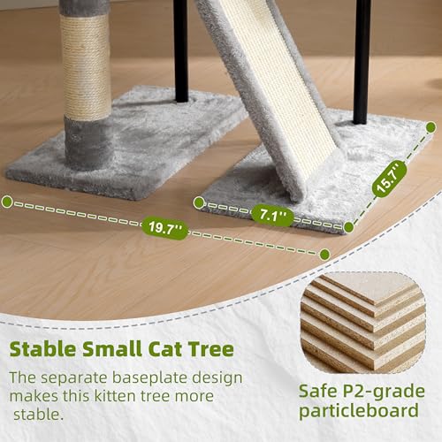 Gitelsnour Cat Tree Tower for Indoor Cats, Top Platform with Toy, GCT006SW - color: Light gray, size: 47.24 inches