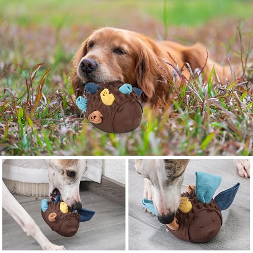 Hedgehog Treat Dispensing Dog Toy, Interactive Puzzle Toy for Dogs (Brown) - color: Brown