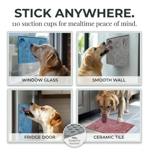 Dog Lick Mat, Large 11.2 x 16.7 in Slow Feeder with Strong Suction, Pink - color: Pink