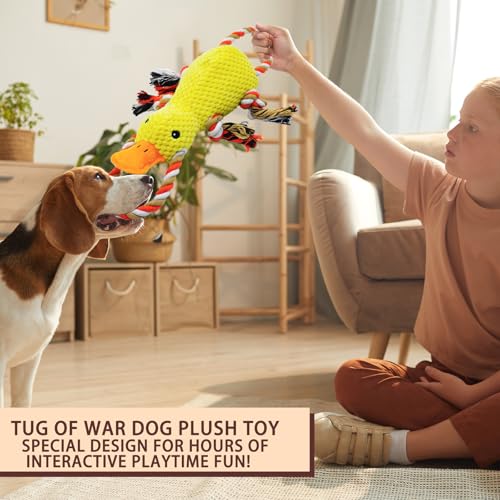 YZHDUXIU Tug of War Dog Toy, Squeaky Dog Toys Interactive Duck Puppy Toys - color: Yellow Duck