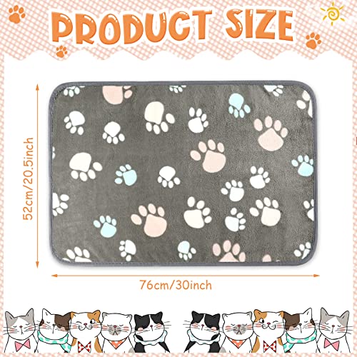 Tatuo 4 Pcs Fleece Dog Blankets for Puppy Cat, Dark Gray, 30 x 20.5 in, Paw - color: Dark Gray, size: 30 x 20.5 in