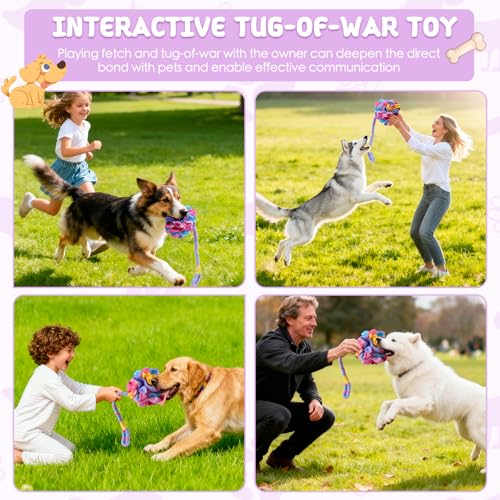 Snuffle Ball Dog Rope Toy, Tug of War Rope Toys for Small Medium Dogs, Interactive Dog Chew Toys Puppy Training Pull Toy for Exercise & Interactive Play Games (Blue) - color: Blue