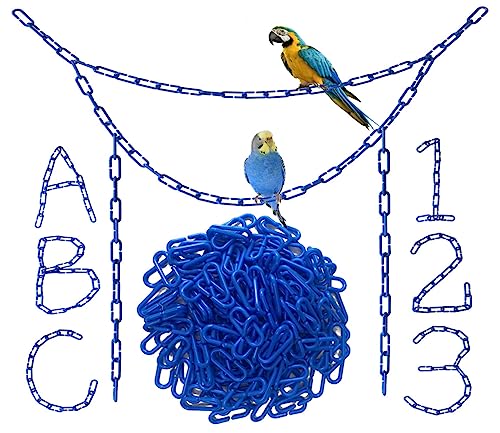 200Pcs Blue C-Clips Plastic Chain Links for Birds & Small Pets - color: Blue, size: 200Pcs