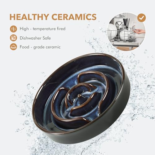 Havniva Raised Slow Feeder Dog Bowls, Elevated Dog Bowls Slow Feeder - color: 1 x Starry Sky + Stand - A, size: L- 8.2inch / 1.6 Cups