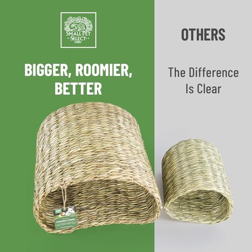 Small Pet Select Tiny Paws Jumbo Seagrass Tunnel, for Guinea Pig, Rabbit, Bunny, Toys, Hideout Tunnel, Cage Accessories, 14x13x10