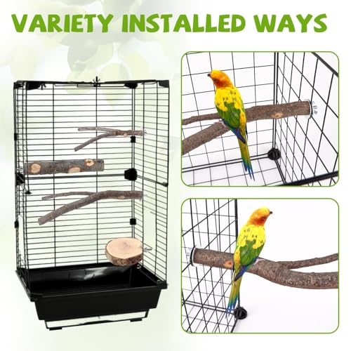12 Pcs Natural Wood Bird Perch Stand & Platform Set for Cages - size: Deluxe Playground Set - 12PCS