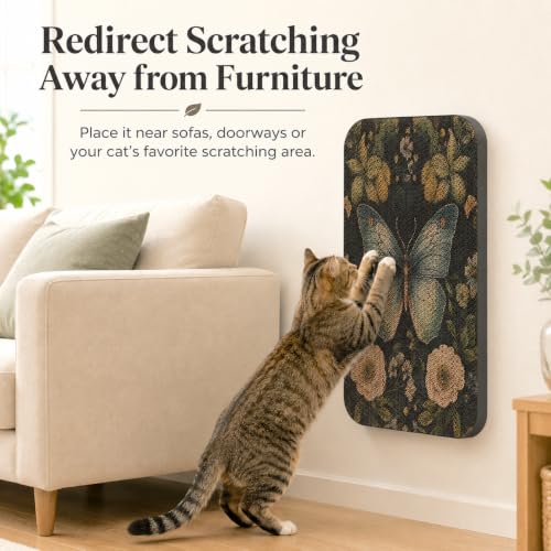 2 Pack Cat Wall Scratcher, Art Cat Scratching Board for Cats - color: Butterfly & Peacock