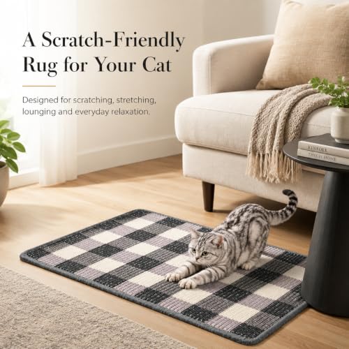 Cat Scratcher Mat, Natural Sisal Cat Scratch Pad for Cats - color: Black White