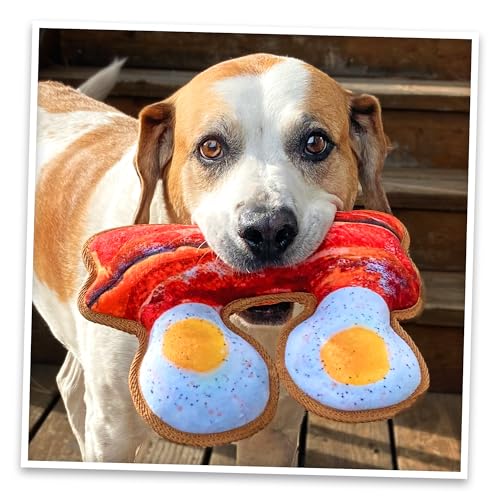 Doggijuana Tuffer Chewer Dog Toy, Eggs & Bacon | Plush, Squeaky - size: Standard, style: Eggs & Bacon