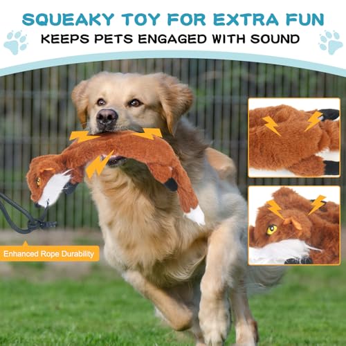 Flirt Pole for Dogs - Heavy Duty Interactive Dog Rope Toy, Agility Training Fishing Pole for Large and Small Breeds, Durable Exercise Stick with Replaceable Tails