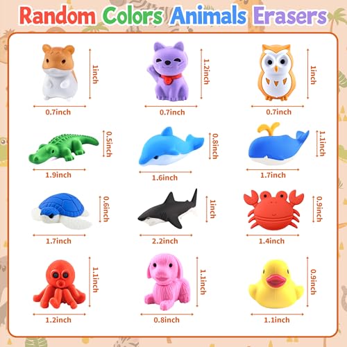60 Pack Turtle Erasers for Kids,3D Take Apart Animal Eraser Desk Pets for Boys Girls Classroom Prizes,Game Reward,Easter Egg Fillers,Back to School Supplies,Goodie Bag Stuffers,Party Favors - color: Turtle, size: 60 PCS