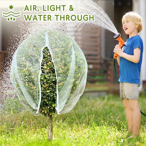 2 Pack Fruit Tree Netting Bags with Zipper and Drawstring, 8 x 8ft Ultra Fine Mesh Garden Netting Plant Cover, Bird Netting for Blueberry Bushes, Fruit Trees, Flowers (White, 8 x 8 ft) - color: White, size: 8 x 8 ft