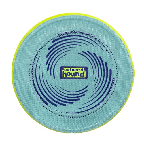 Outward Hound FlyFetch Disc Dog Toy, Aerodynamic for Fetch, Lightweight Foam & Durable Rubber, Floats in Water, All Breeds, 8.3" - color: Blue