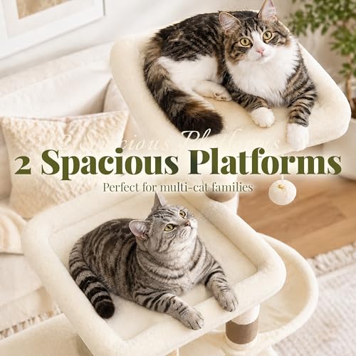 Hey-brother Cat Tree Tower with Steped Climbing Condos, Platforms, MPJ061MJ - color: Beige and Brown