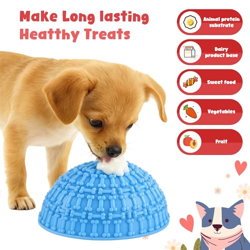 4 Pcs Dog Enrichment Lick Bowls Silicone Freeze Bowls Interactive Cat Licking Mats Slow Feeders Includes 2 Pcs Brush for Pet Boredom Anxiety Relief,Oral Health,Wobble or Stay Put Freeze Feeder