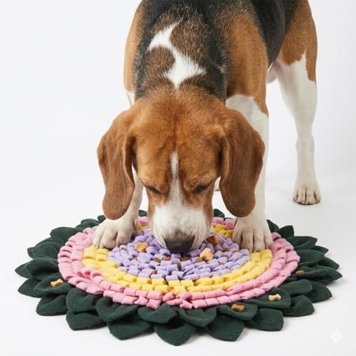 PET ARENA Interactive Dog Snuffle Feeding Mat Adjustable Nose Work Toy - color: Large Round Colorful Flower design