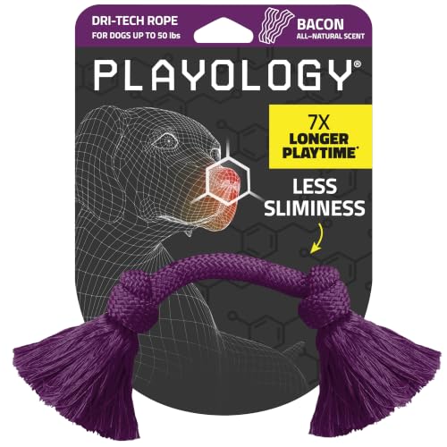 Playology Tug Rope Dog Toys for Medium Dogs - Medium, Bacon Scent - size: Medium, style: Bacon