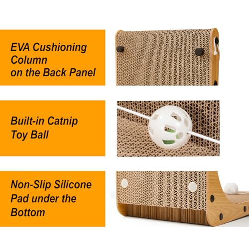 Value 2-Pack 26.8 Inch Cat Scratching Post, Premium High Density Cardboard Cat Scratcher for Multi-Cat Homes, Reinforced Durable Scratching Pad with Catnip Toy Ball for Indoor Cats - size: 26.8 Inch 2-Pack