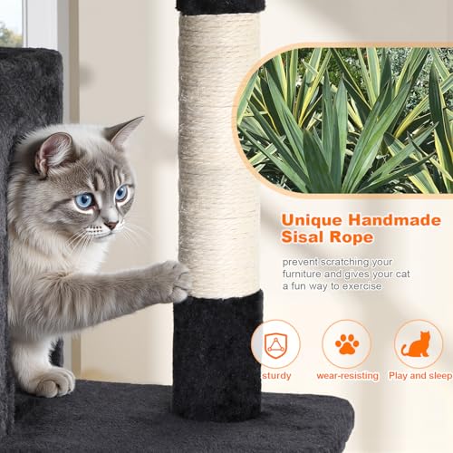FDW | 54" Cat Tree Tower | Grey | Multi-Level Indoor Activity Center - color: Grey