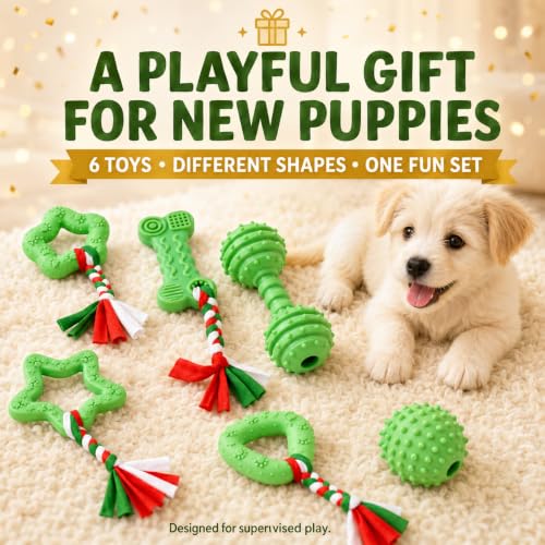Halloween Puppy Chew Toys, 6 Pack Teething Toys for Small Breed Puppies - color: 6 Pack Green Chew Toys