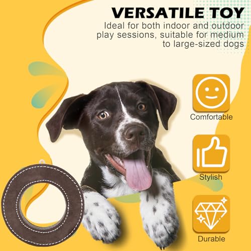 7" Leather Dog Chew Toy for Fetch & Tug of War for Medium Large Dogs