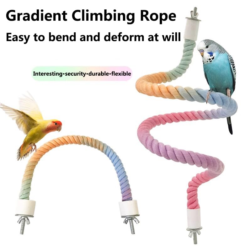2Pcs Rope Perches for Bird Cages, Rope Perch for Parrots, Cockatiels & Parakeets, Bird Cage Accessories(S) - size: S(2pcs)
