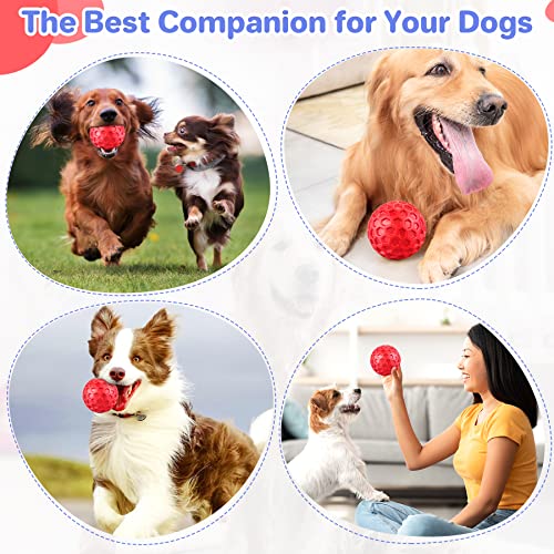DISSKNIC Indestructible Squeaky Dog Balls for Aggressive Chewers, Interactive Dog Toys for Aggressive Chewers for Relieving Anxiety, Dog Chew Toy Balls for Small Medium Large Dogs, Outdoor Dog Toys - color: Red, size: Large