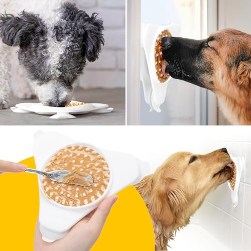 Aquapaw Lick Mat for Dogs 2-Pack, Suction Cup Dog Slow Feeder Pad & Licking Mat for Peanut Butter Treats – Calming Dog Bathing Aid, Stress Relief & Mental Stimulation for All Breeds - White