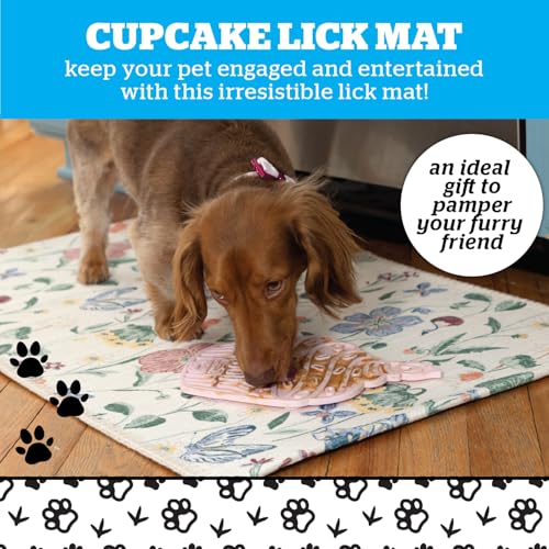 BigMouth Cupcake Silicone Lick Mat for Dogs and Cats, Slow Feeder Enrichment Pad, Dishwasher Safe Anxiety Relief Toy - style: Cupcake