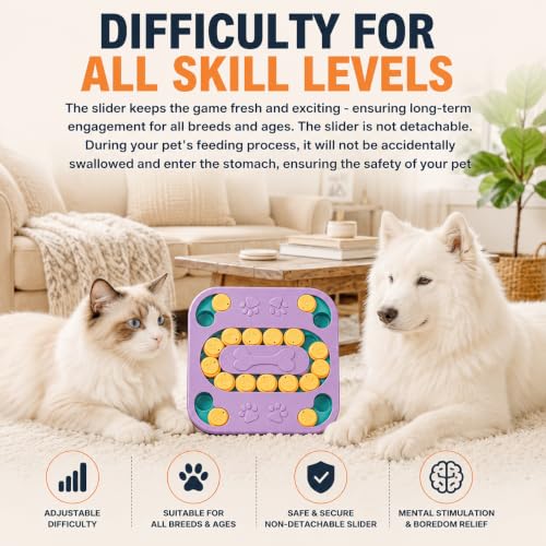 Cat Puzzle Toy, Treat Dispenser & Slow Feeder for Cat and Dog (purple) - color: purple