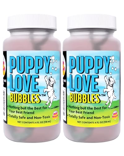 Atomic Bubbles: Puppy Love Bubbles: Birthday Cake Scented 2 Pack - 4oz Bottles, Dog Interactive Toy, Pet Safe, Non-Toxic, Indoor/Outdoor, Long Lasting - style: Birthday Cake