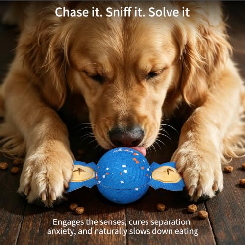 Interactive Vibrating Dog Ball Toy with Squeaky Wings for Medium Large Dogs - color: Blue