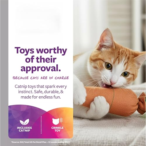 Kolossal Karrot Carrot Shaped Plush Kicker Cat Toy Infused with Natural Catnip, Interactive Kick & Chew Toy for Kittens & Adult Cats