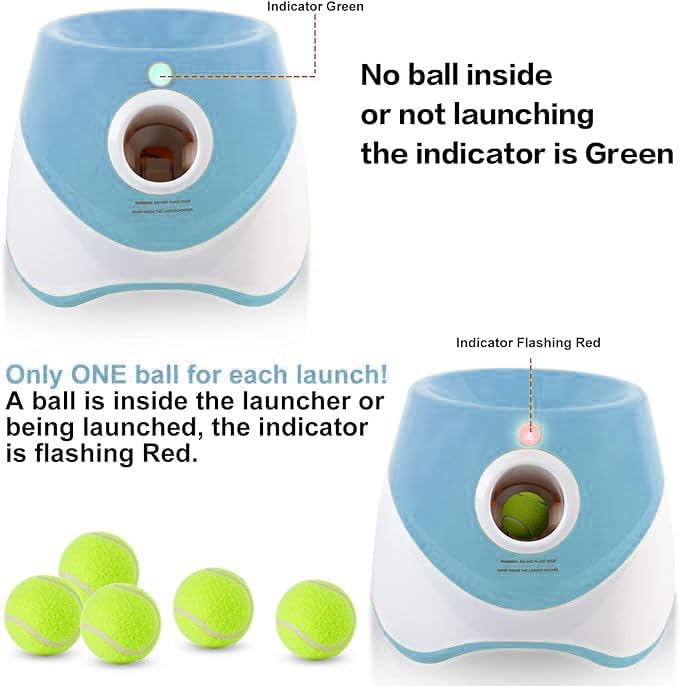 MEKAPLE Automatic Dog Ball Launcher, Dog Ball Thrower Machine with 10-30Ft 3 Launching Distance, Interactive Toys for Small-Medium Dogs Indoor & Outdoor with 15 Mini Tennis Balls (2 inch) -Blue - color: Blue