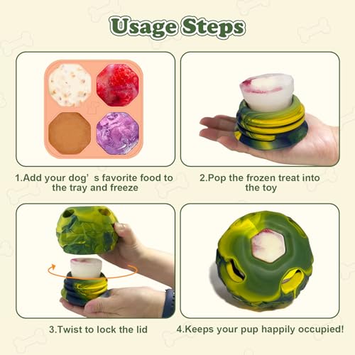Large Interactive Dog Frozen Treat Toy, Puzzle Enrichment Chew Ball - color: Green, size: Large