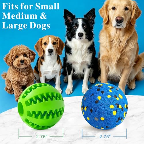 Idepet Dog Toy Ball Tennis Balls for Aggressive Chewers,Nontoxic Bite Resistant Toys ETPU High-Bounce Floating Fetch Toys for Teething for Small Medium Dogs (Bluegreen&BlueYellow, 4 Balls-2.75in) - color: BlueGreen&BlueYellow, size: 4 Balls-2.75in