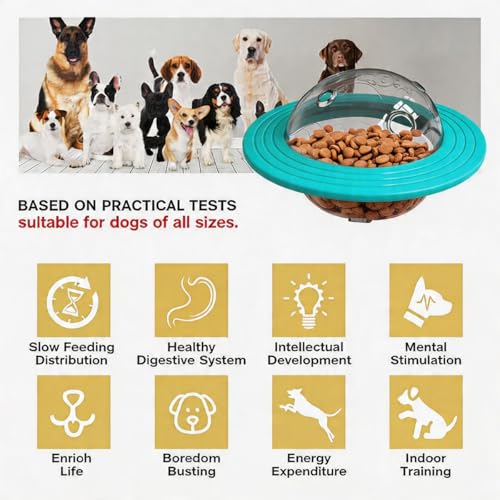 UFO Robot Planet Interactive Dog Toy, Treat Dispensing Puzzle for Large & Small Dogs, Enrichment Brain Stimulation & Slow Feeder to Keep Them Busy(Roly-Poly Toy Yellow) - color: Roly-poly Yellow