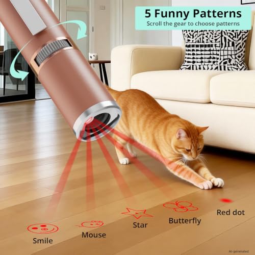 TBTeek Cat Toy, with Metal Case, 2 Pieces, 7 Adjustable Pattern(Rose Gold) - color: Rose gold