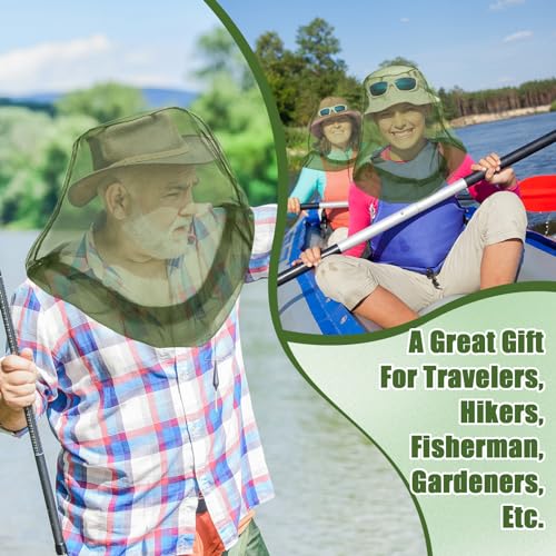 HESTYA 6pack Mosquito Bug Head Net Mesh for Camping Hiking, Green - color: Green