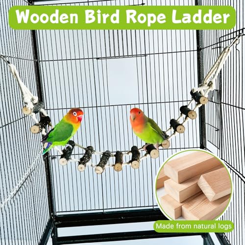 BNOSDM Bird Ladder Wooden 2 PCS Rope Bridge Climbing Chewing Toys 23.6in