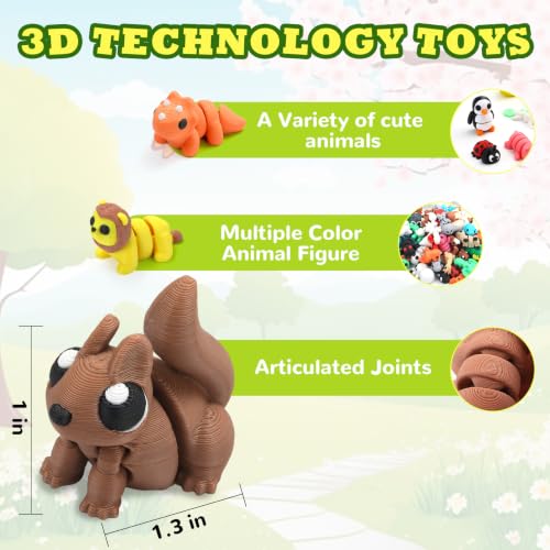SCIONE 50 Pack 3D Printed Animals, Cute Desk Decor for Kids - style: 50 Pcs Animals