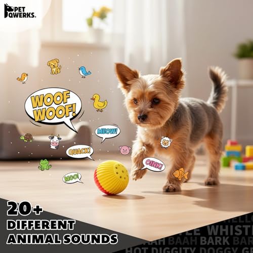 Pet Qwerks Animal Sounds Babble Ball - Interactive Chew Dog Toy - Large - size: Large, style: Animal Sounds Babble