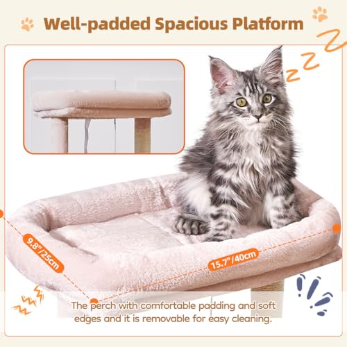 Taoqimiao Cat Tree, 38.5In Cat Tower for Indoor Cats, Suitable for Kittens - color: Jelly Pink, size: 38.5 Inches